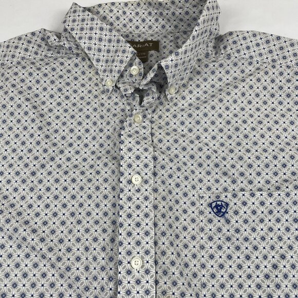 Ariat Western Shirt Men’s 2XL Long Sleeve Geometric Print Button Down Blue Gray - Picture 11 of 11